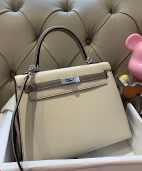 에르메스 켈리백25 화이트 에토프 은장 앱송